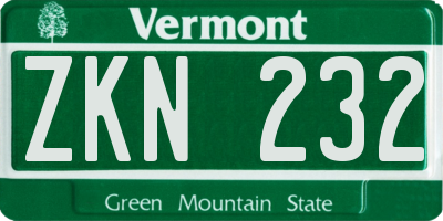 VT license plate ZKN232