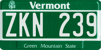 VT license plate ZKN239