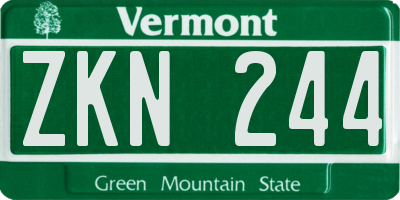 VT license plate ZKN244