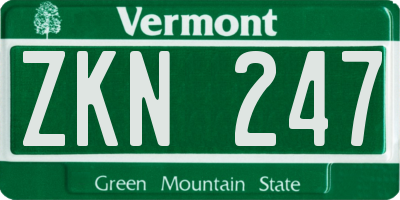 VT license plate ZKN247