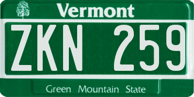 VT license plate ZKN259