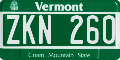 VT license plate ZKN260