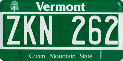 VT license plate ZKN262