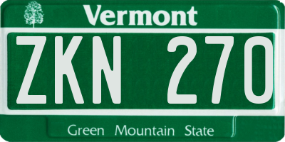 VT license plate ZKN270