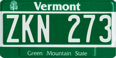 VT license plate ZKN273