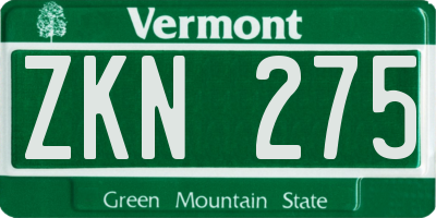 VT license plate ZKN275