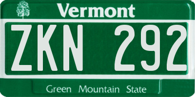 VT license plate ZKN292