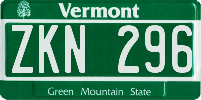 VT license plate ZKN296