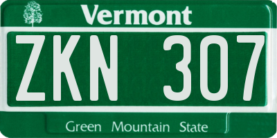 VT license plate ZKN307