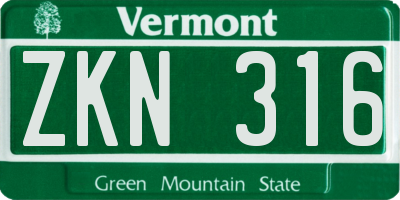 VT license plate ZKN316
