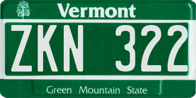 VT license plate ZKN322