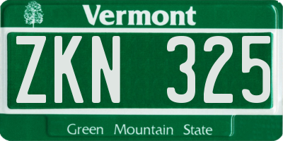 VT license plate ZKN325