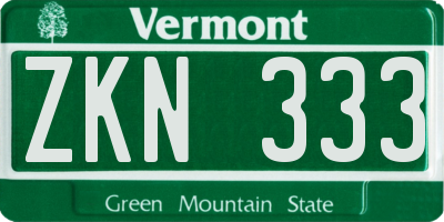 VT license plate ZKN333