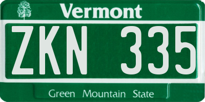 VT license plate ZKN335