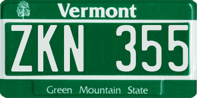 VT license plate ZKN355
