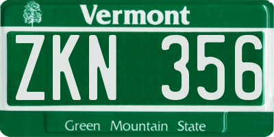 VT license plate ZKN356