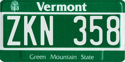 VT license plate ZKN358