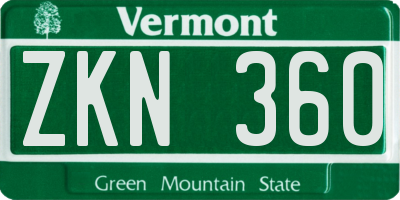 VT license plate ZKN360