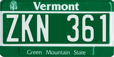 VT license plate ZKN361