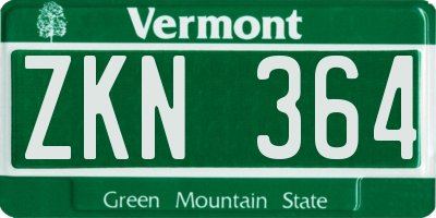 VT license plate ZKN364