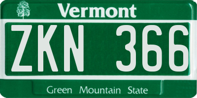 VT license plate ZKN366