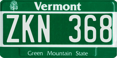 VT license plate ZKN368