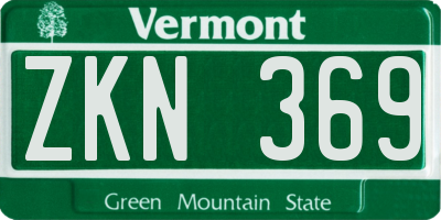 VT license plate ZKN369