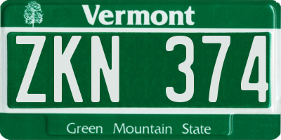 VT license plate ZKN374