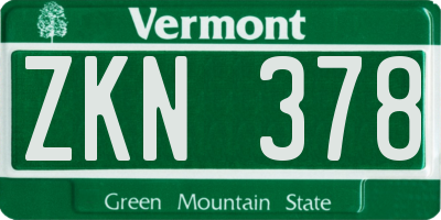 VT license plate ZKN378