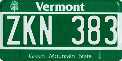VT license plate ZKN383