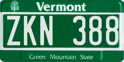 VT license plate ZKN388