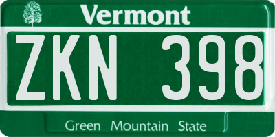 VT license plate ZKN398