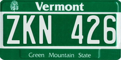 VT license plate ZKN426