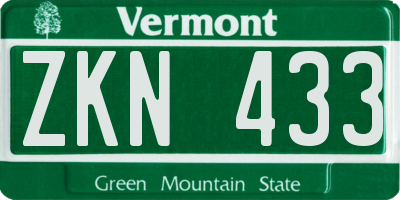VT license plate ZKN433