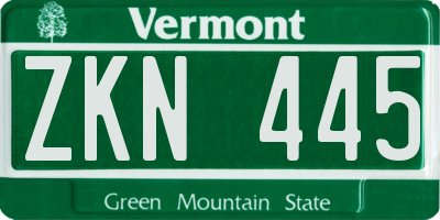 VT license plate ZKN445