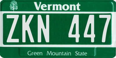 VT license plate ZKN447
