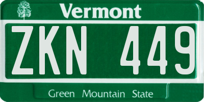 VT license plate ZKN449
