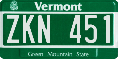 VT license plate ZKN451