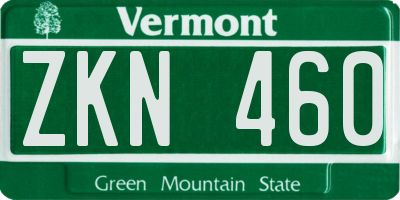 VT license plate ZKN460