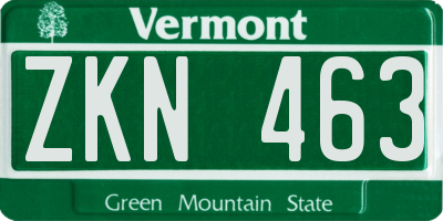 VT license plate ZKN463