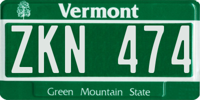 VT license plate ZKN474