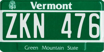 VT license plate ZKN476