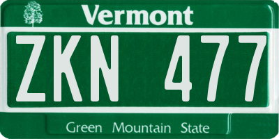 VT license plate ZKN477
