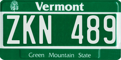 VT license plate ZKN489