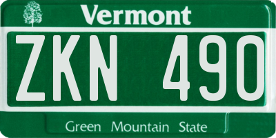 VT license plate ZKN490