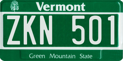 VT license plate ZKN501