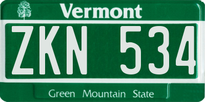 VT license plate ZKN534