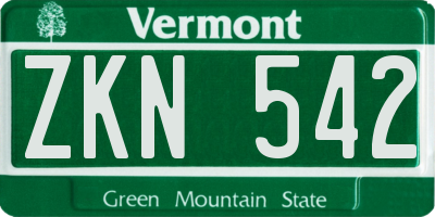 VT license plate ZKN542