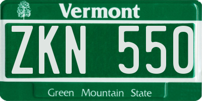 VT license plate ZKN550