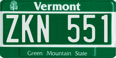 VT license plate ZKN551